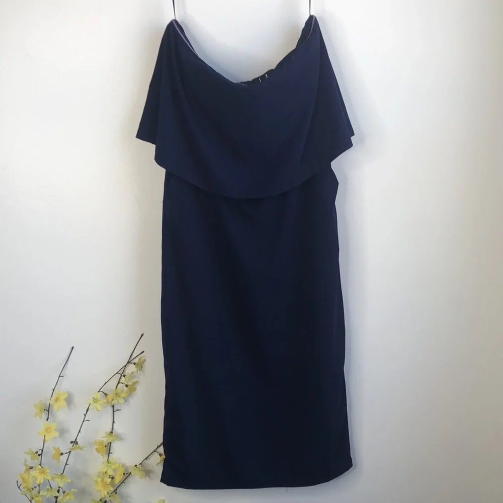 Lulu’s Lots of Love navy blue strapless dress - Picture 2 of 8